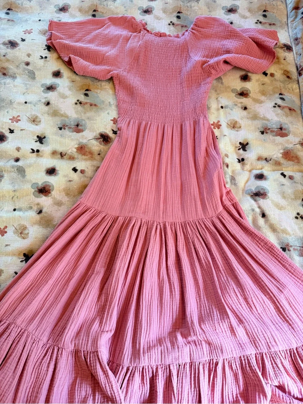Ivy City Pink Tiered Maxi Dress with Puff Sleeves